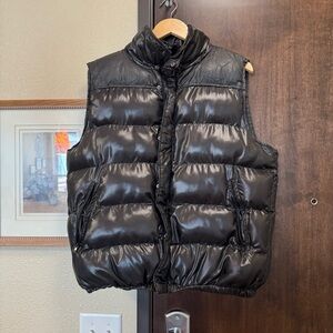 Vintage Black Glossy Puffer Vest